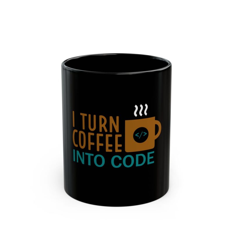 "I Turn Coffee Into Code" mug for programmers and developers