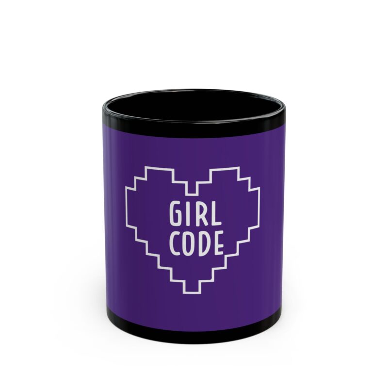 "Girl Code" mug with pixel heart for female coders and tech lovers